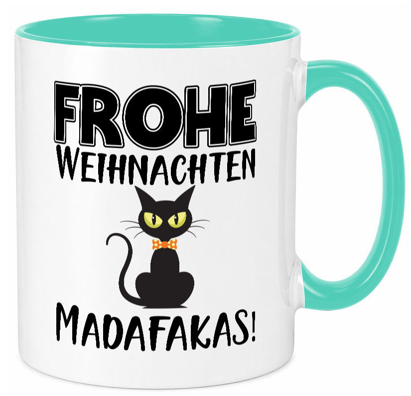 Frohe Weihnachten Madafakas! | Katze Tasse Vintage lustiger Spruch Geschenk