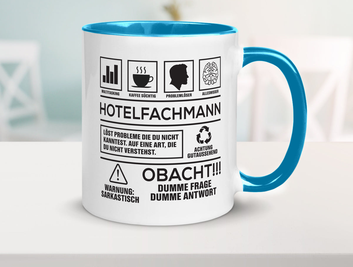 Achtung Probleme Hotelfachmann |Hotel lustiger Spruch Geschenk Humor Tasse