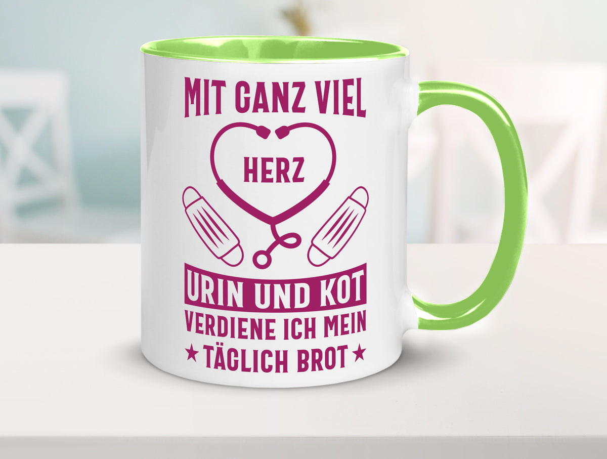 Herz, Urin, Kot, damit verdien ich mein Brot | Stethoskop Geschenk Humor Tasse
