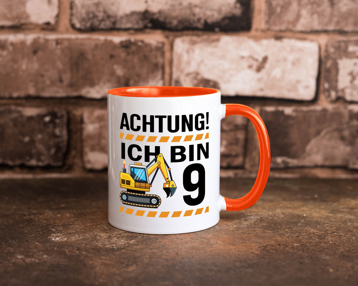 9 Geburtstag Ich bin | Bagger Junge lustiger Spruch Geschenk Geschenkidee Tasse