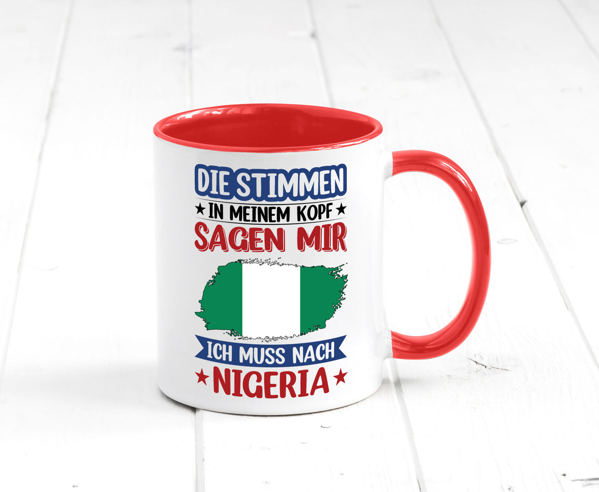 Nigeria | Urlaub Stimmen in meinem Kopf Traumland Geschenk Humor Geschenkidee Tasse