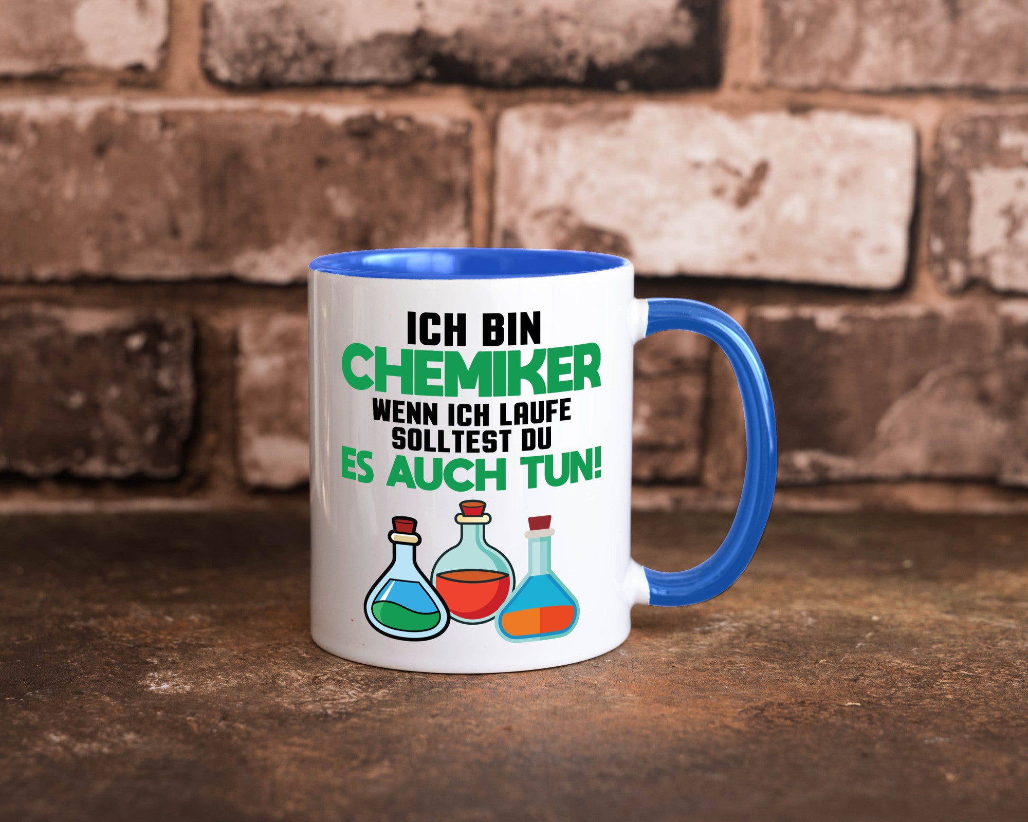 Ich bin chemiker wnen laufe solltest du es auch tun Humor Geschenkidee Tasse