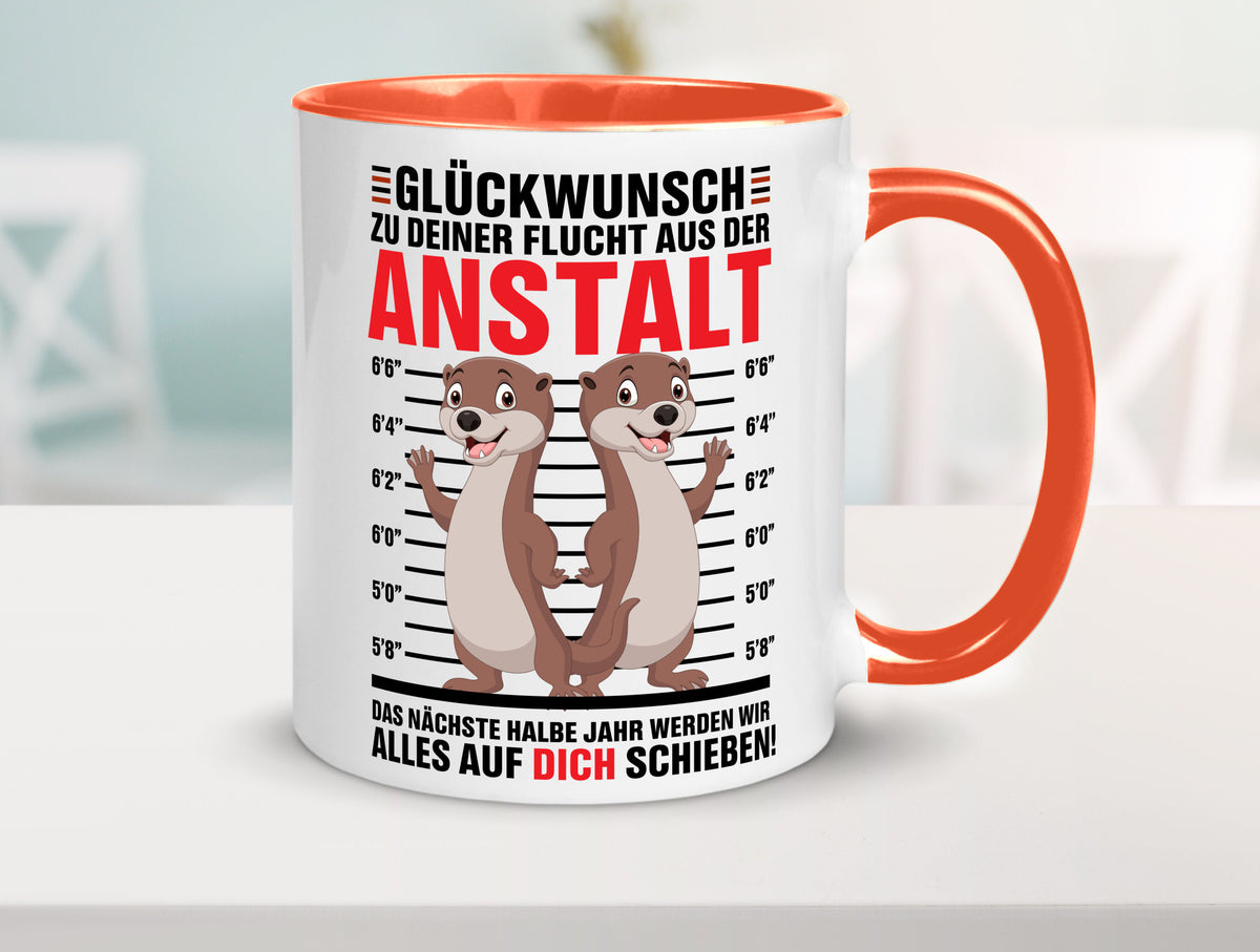 Glückwunch zur Flucht | Jobwechsel Arbeitskollegen Geschenk Arbeit Kollegen Tasse