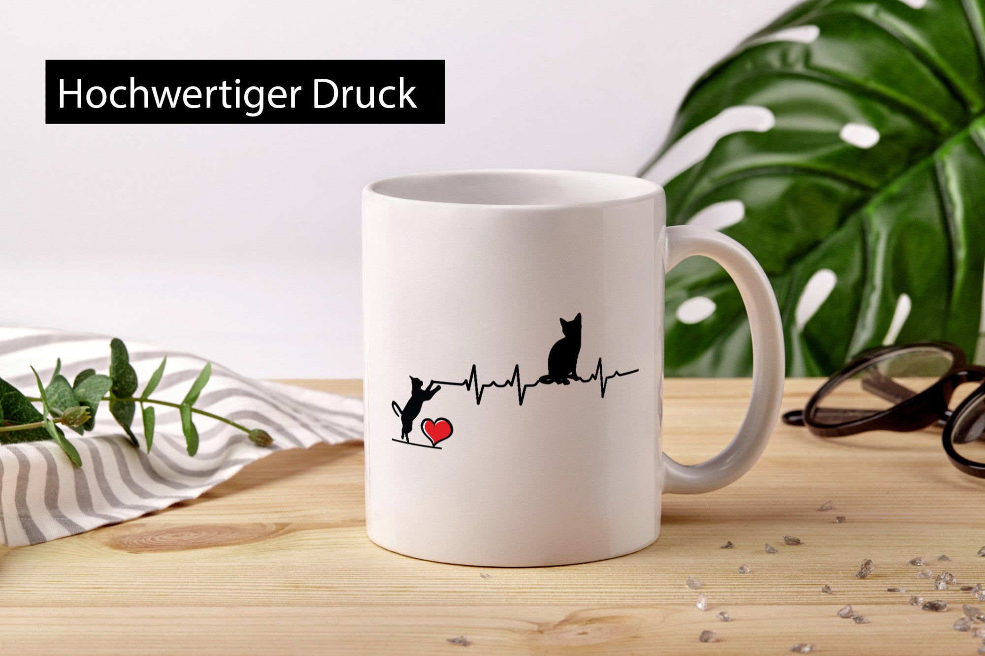 Katzen | Herz Herzschlag Humor Tierliebhaber Geschenkidee Tasse