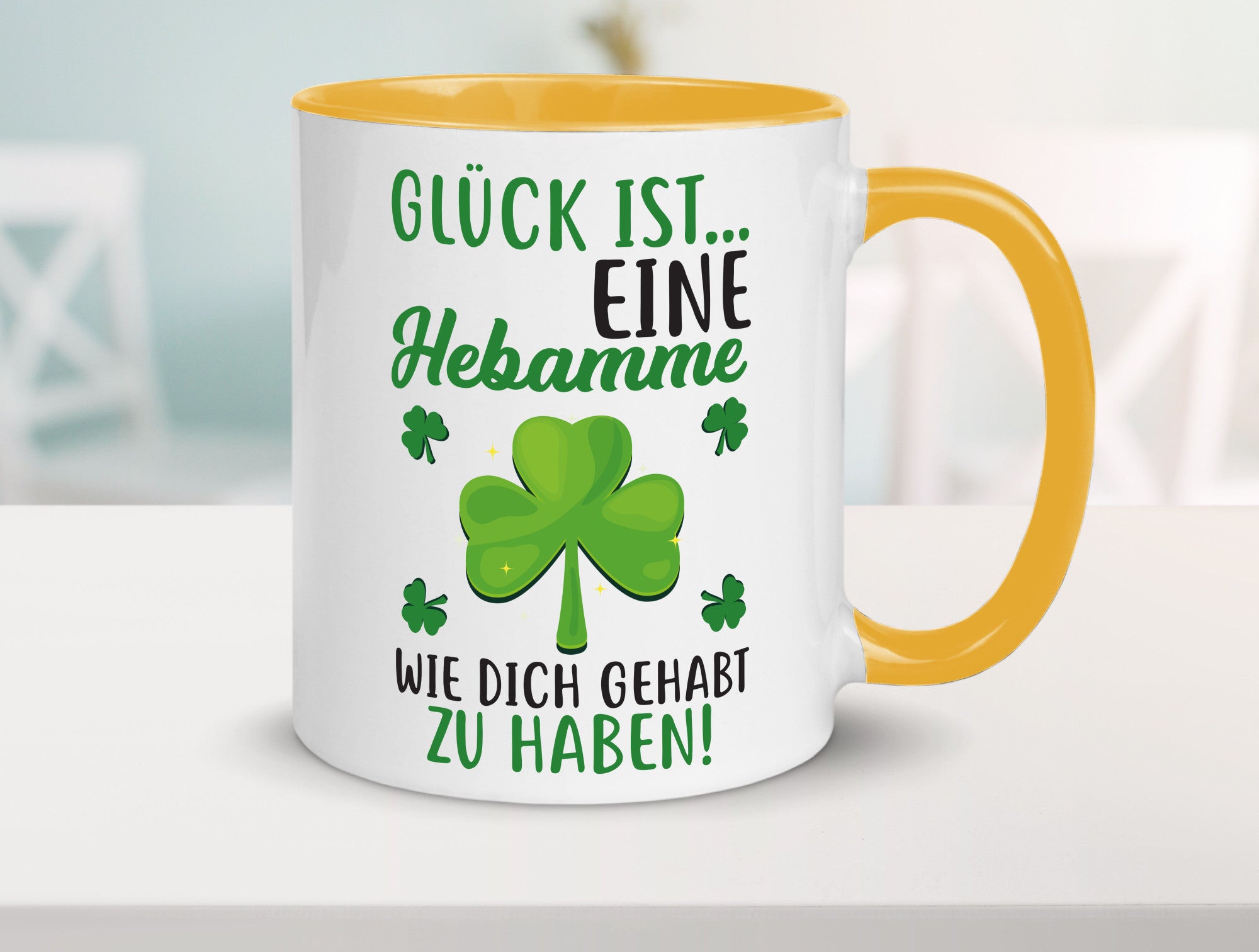 Hebamme Dankeschön | Dankes Tasse Kleeblätter Glück Humor Geschenkidee