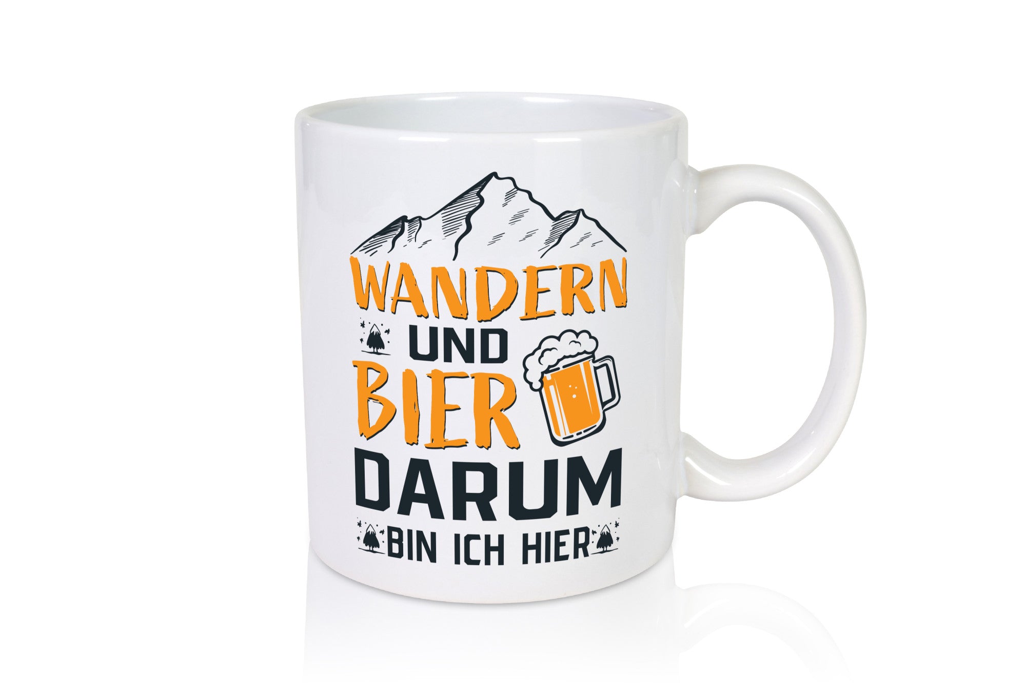 Wandern, Bier, darum hier | Berge Bierglas lustiger Spruch Geschenk Humor