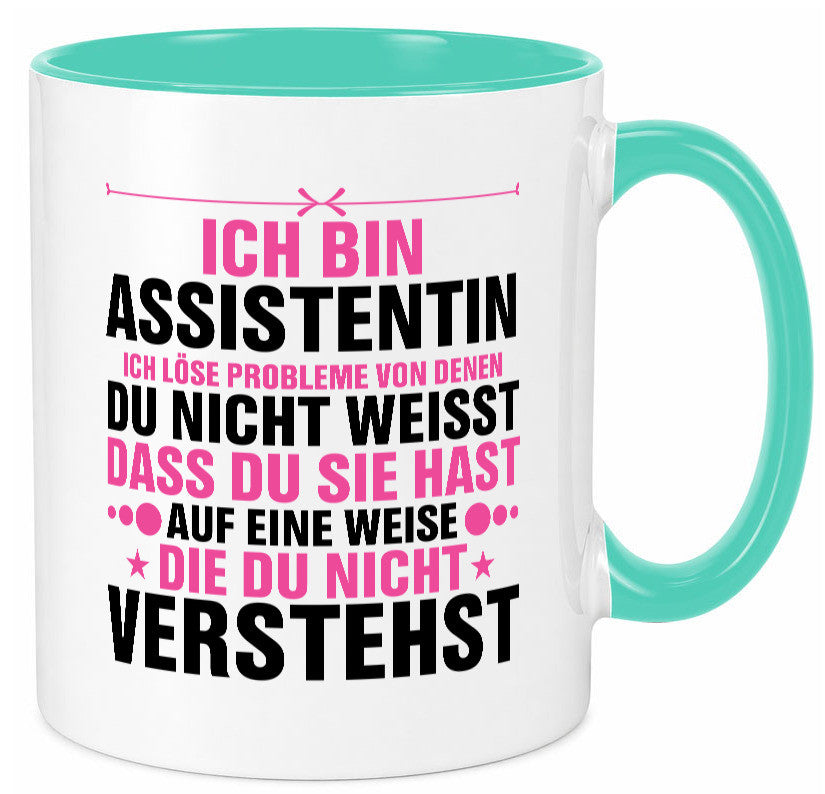 Löse Probleme: Assistentin | Assistenz Hilfskraft lustig Humor Geschenkidee Tasse