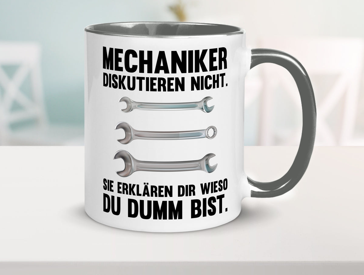 Mechaniker Diskutieren nicht sie erklären nur wieso Geschenkidee Tierliebhaber Tasse