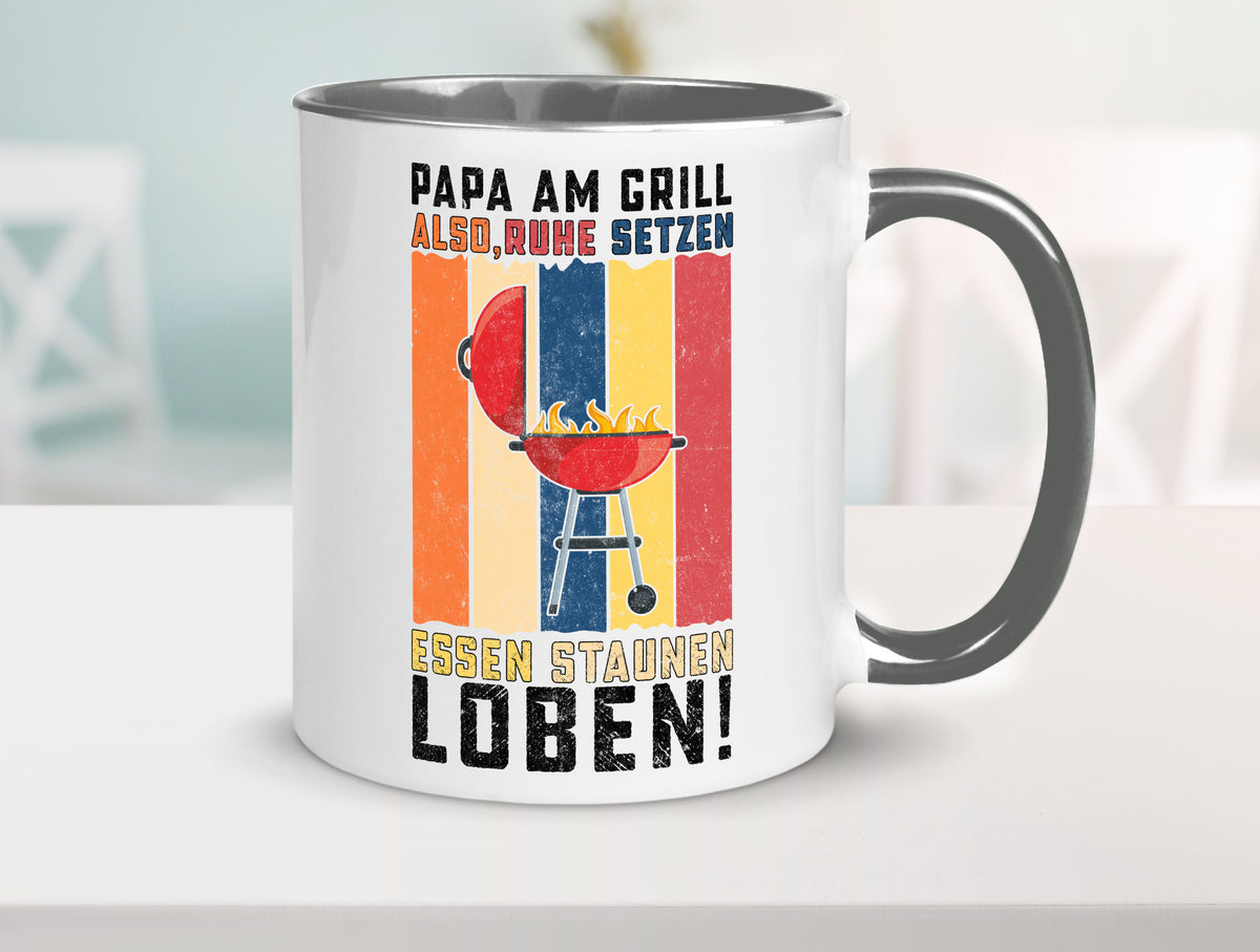 Papa am Grill | Grillmeister BBQ Grillabend v2 Geschenkidee Humor Tasse