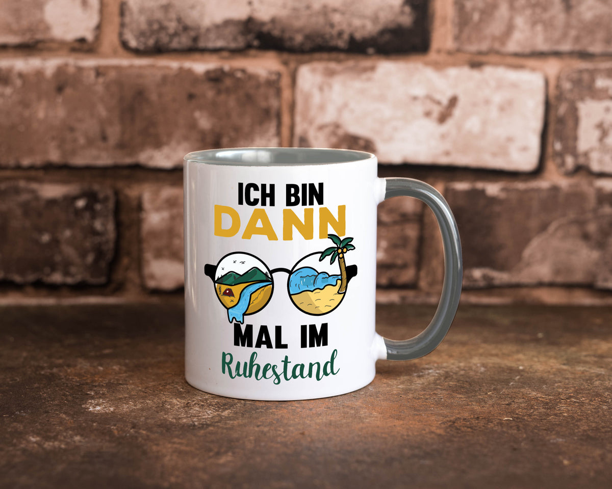 Bin dann mal im Ruhestand | Sonnenbrille Palme Meer lustig Jubiläum Geschenk Tasse