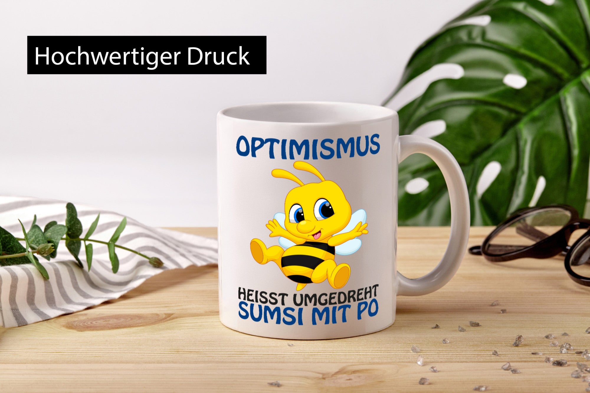 Optimismus Sumsi mit Po | lustige Biene Witz Comic v2 lustiger Spruch Geschenk