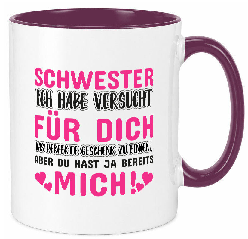Schwester Tasse | lustiger Spruch Geschwisterliebe v2 Humor Geschenkidee