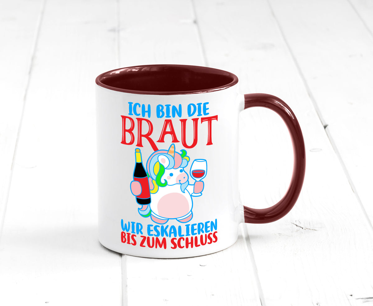 Junggesellinnenabschied | JGA Braut Einhorn Eskalation v2 lustig Humor Tasse