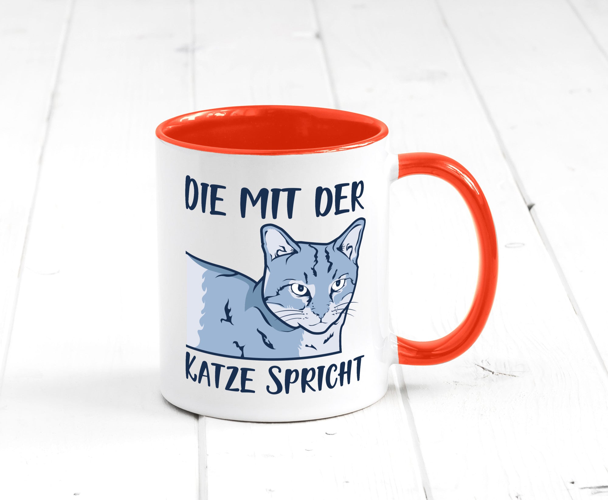 Die mit der Katze spricht | Humor Tierliebhaber Geschenkidee Tasse