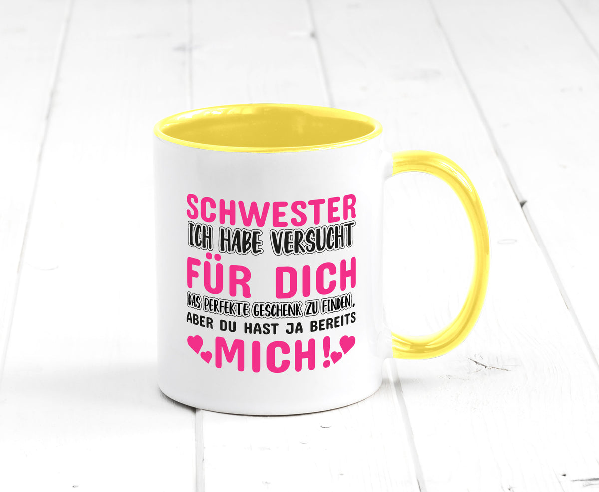 Schwester Tasse | lustiger Spruch Geschwisterliebe v2 Humor Geschenkidee