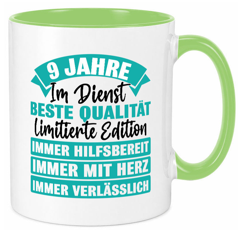 9 Jahre im Dienst | Jubiläum Arbeit Humor Kollegen Büro Geschenkidee Tasse