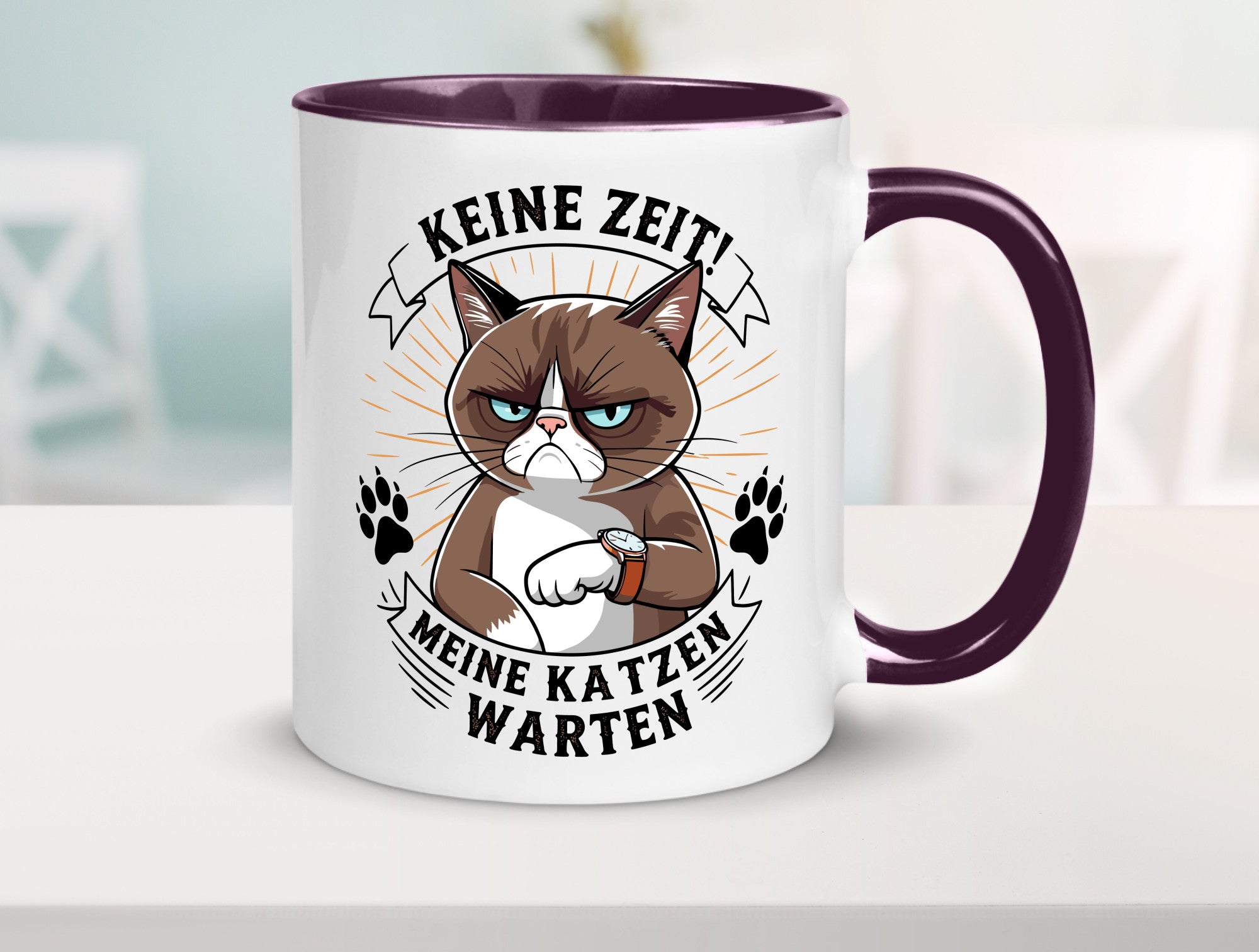 Keine Zeit meine Katzen Warten | Schwarze Katze Geschenkidee Tierliebhaber