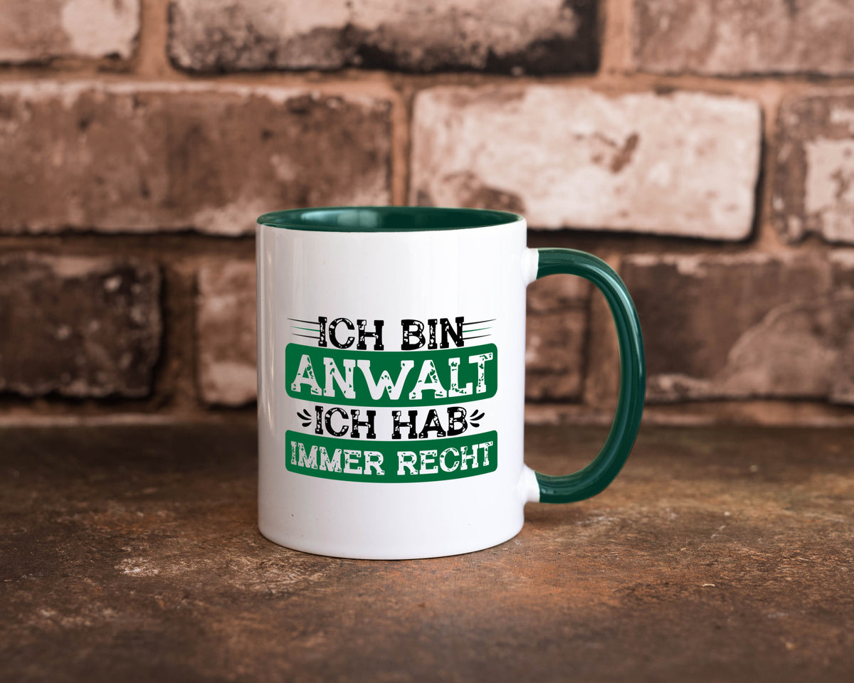 Ich bin Anwalt habe immer Recht | Jura Humor Geschenkidee Tasse