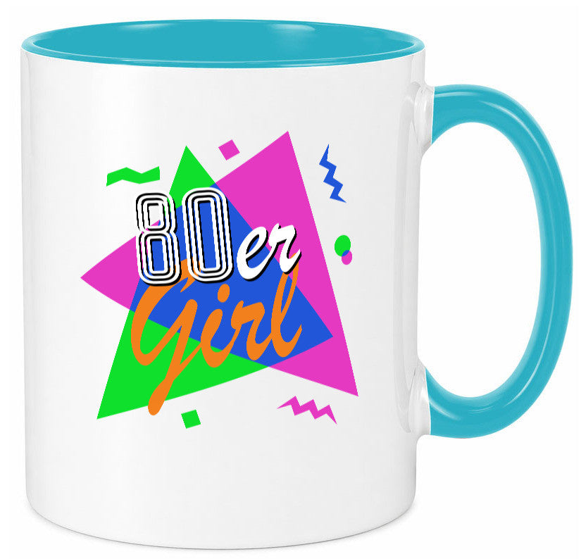 80er Girl - Jahre bunt + verrückt retro Humor Geschenkidee Tasse