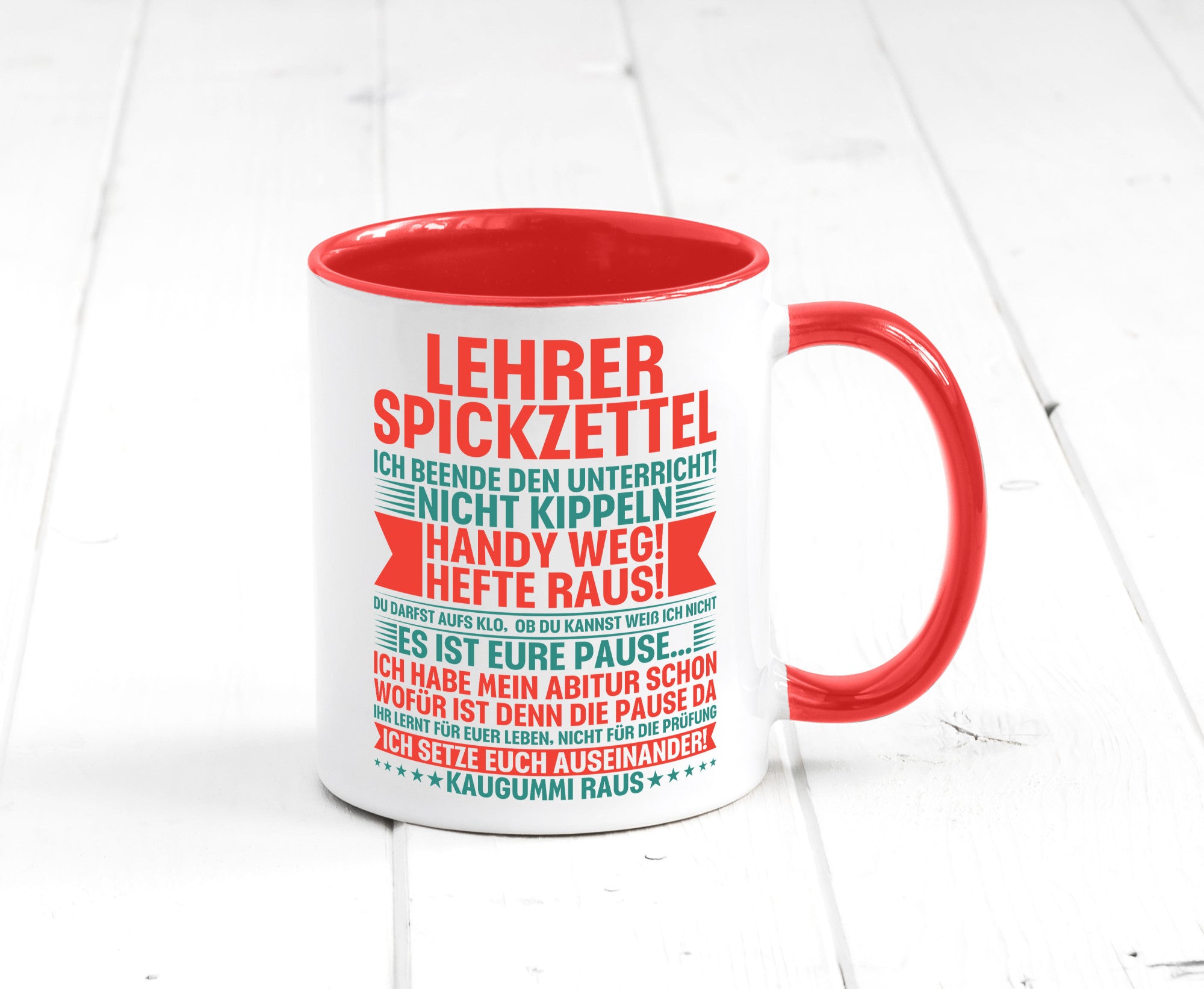 Lehrer Spickzettel | Beruf Tasse lustiger Spruch vl4 lustig Arbeit Kollegen