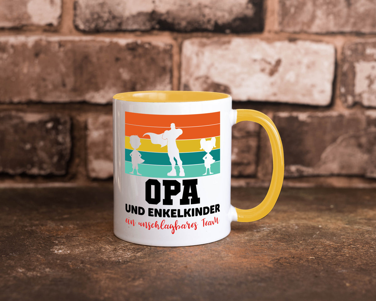 Opa und Enkelkinder ein unschlagbares Team Geschenkidee Familie Humor Tasse