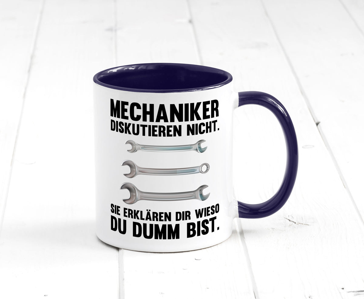 Mechaniker Diskutieren nicht sie erklären nur wieso Geschenkidee Tierliebhaber Tasse