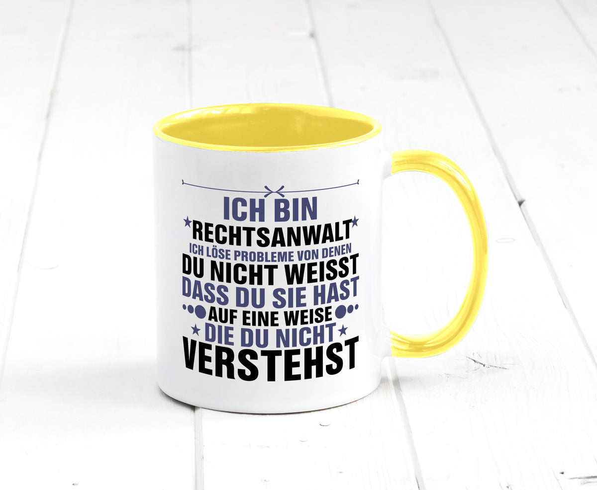 Löse Probleme: Rechtsanwalt | Anwalt Jurist v2 lustig Humor Geschenkidee Tasse