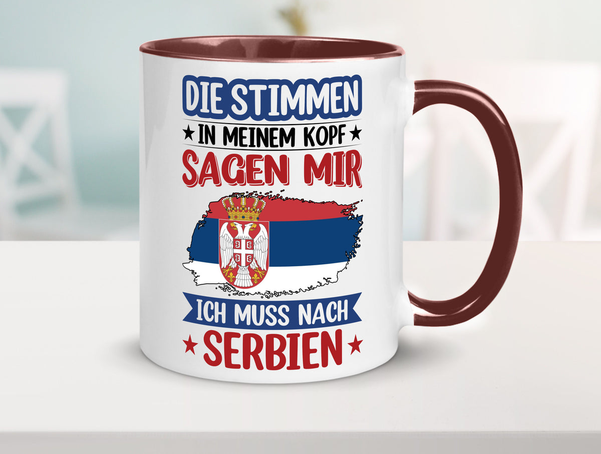 Serbien | Urlaub Stimmen in meinem Kopf Traumland v2 Geschenk Humor Tasse