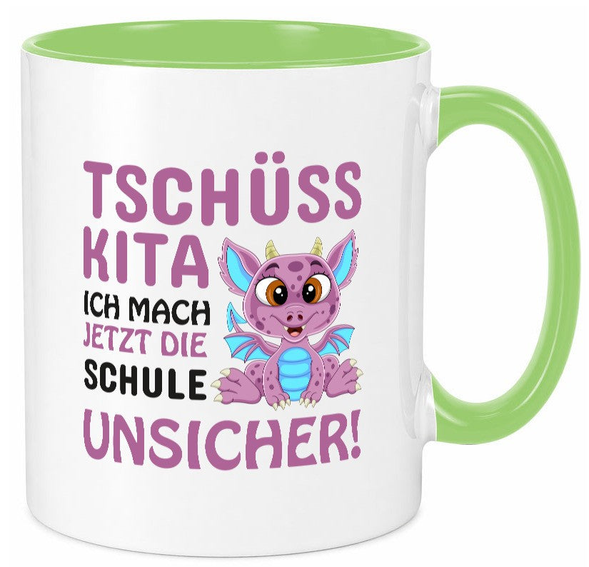 Tschüss Kita | Einschulung süßer Drachen Schulstart lustiger Spruch Geschenk Tasse