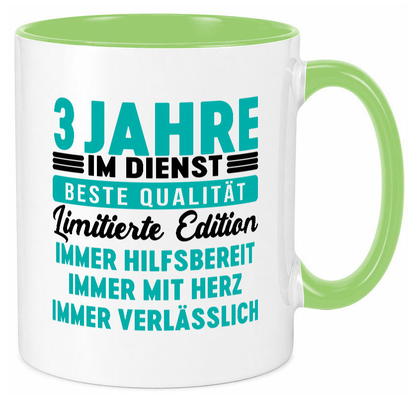 3 Jahre im Dienst | Jubiläum Arbeit v5 lustig Kollegen Büro Geschenk Tasse