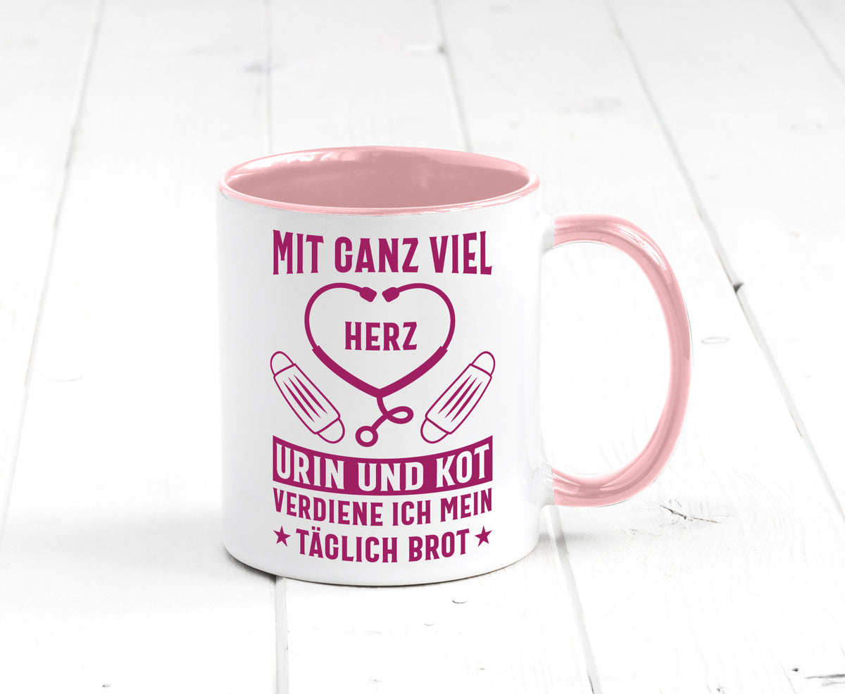 Herz, Urin, Kot, damit verdien ich mein Brot | Stethoskop Geschenk Humor Tasse
