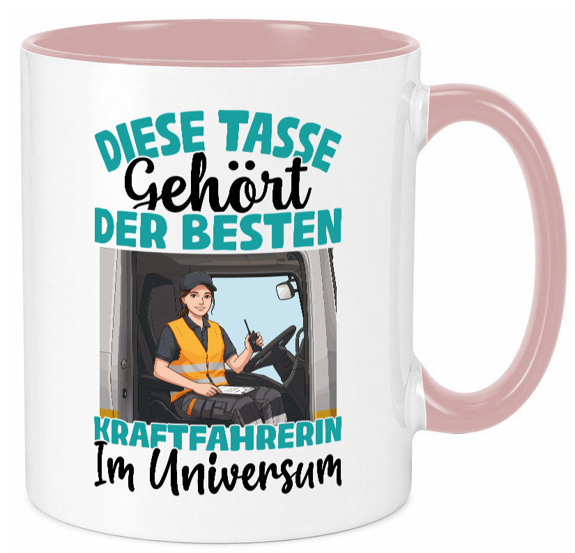 Im Universum: Kraftfahrerin | Lastwagen LKW lustig Humor Geschenkidee Geschenk Tasse