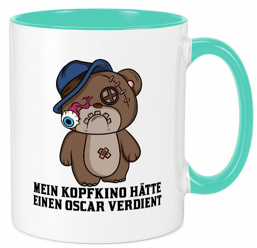 Mein Kopfkino hätte Oscar verdient | kaputter Bär Comic lustiger Spruch Tasse