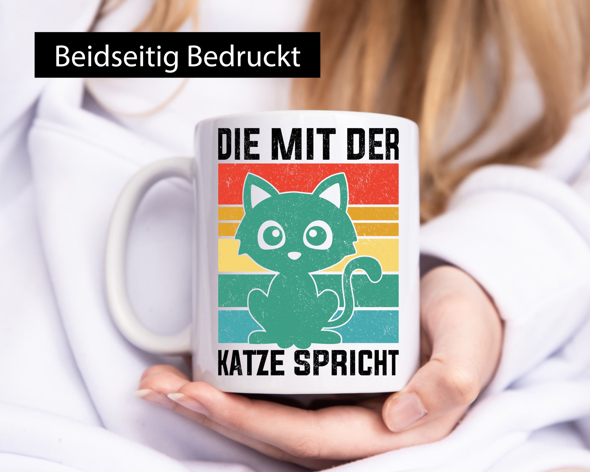 Die mit der Katze Spricht | Katzenmama Katzenliebhaber lustiger Spruch Geschenk