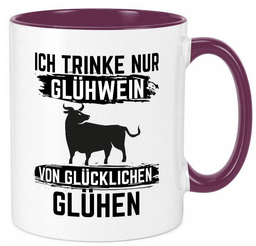 Ich drinke nur Glühwein | Wein von Glühen lustiger Spruch Geschenk Humor Tasse