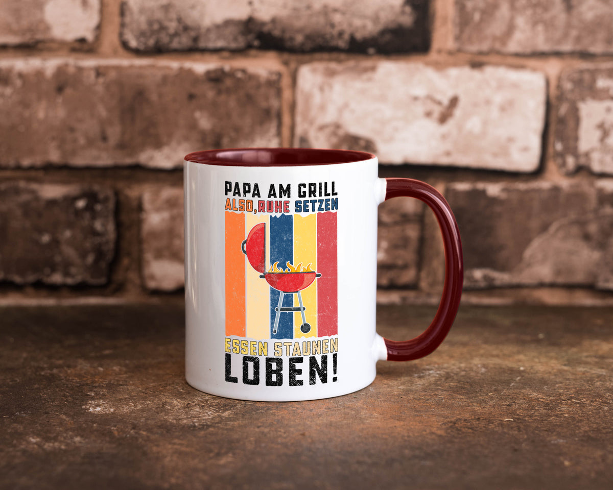 Papa am Grill | Grillmeister BBQ Grillabend v2 Geschenkidee Humor Tasse