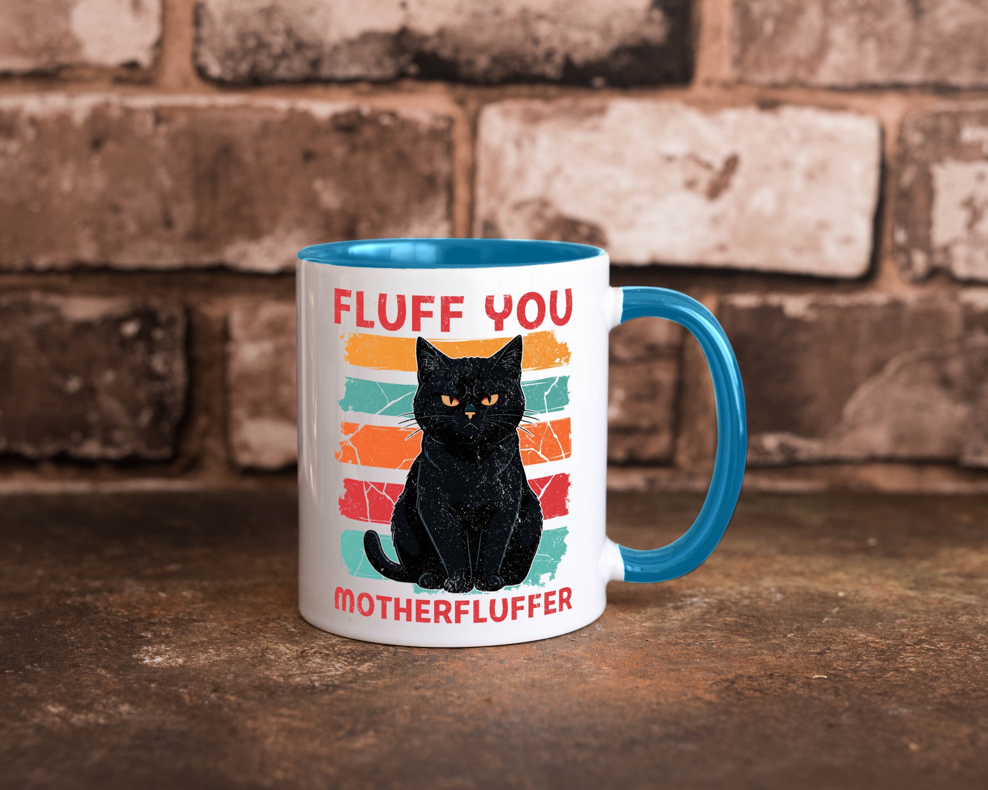 Fluff you Motherfluffer | Schwarze Katze Böse Humor Tierliebhaber Geschenkidee