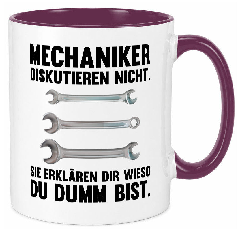 Mechaniker Diskutieren nicht sie erklären nur wieso Geschenkidee Tierliebhaber Tasse