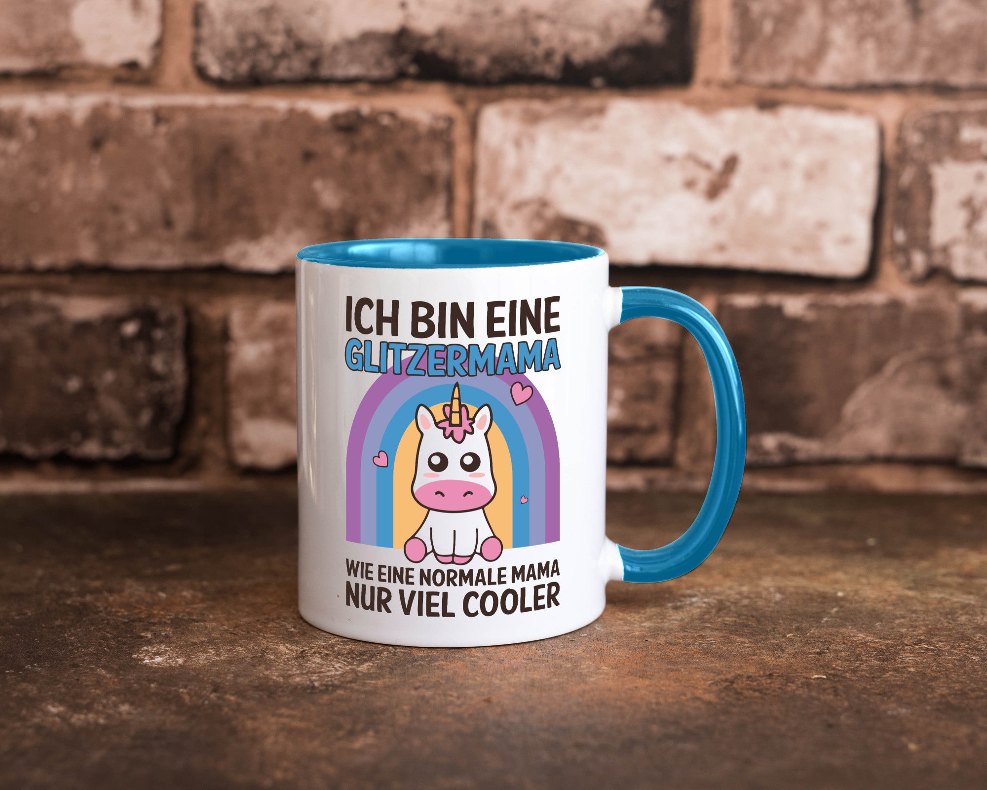 Glitzermama, wie normal, nur cooler | Einhorn Geschenkidee Familie Humor Tasse