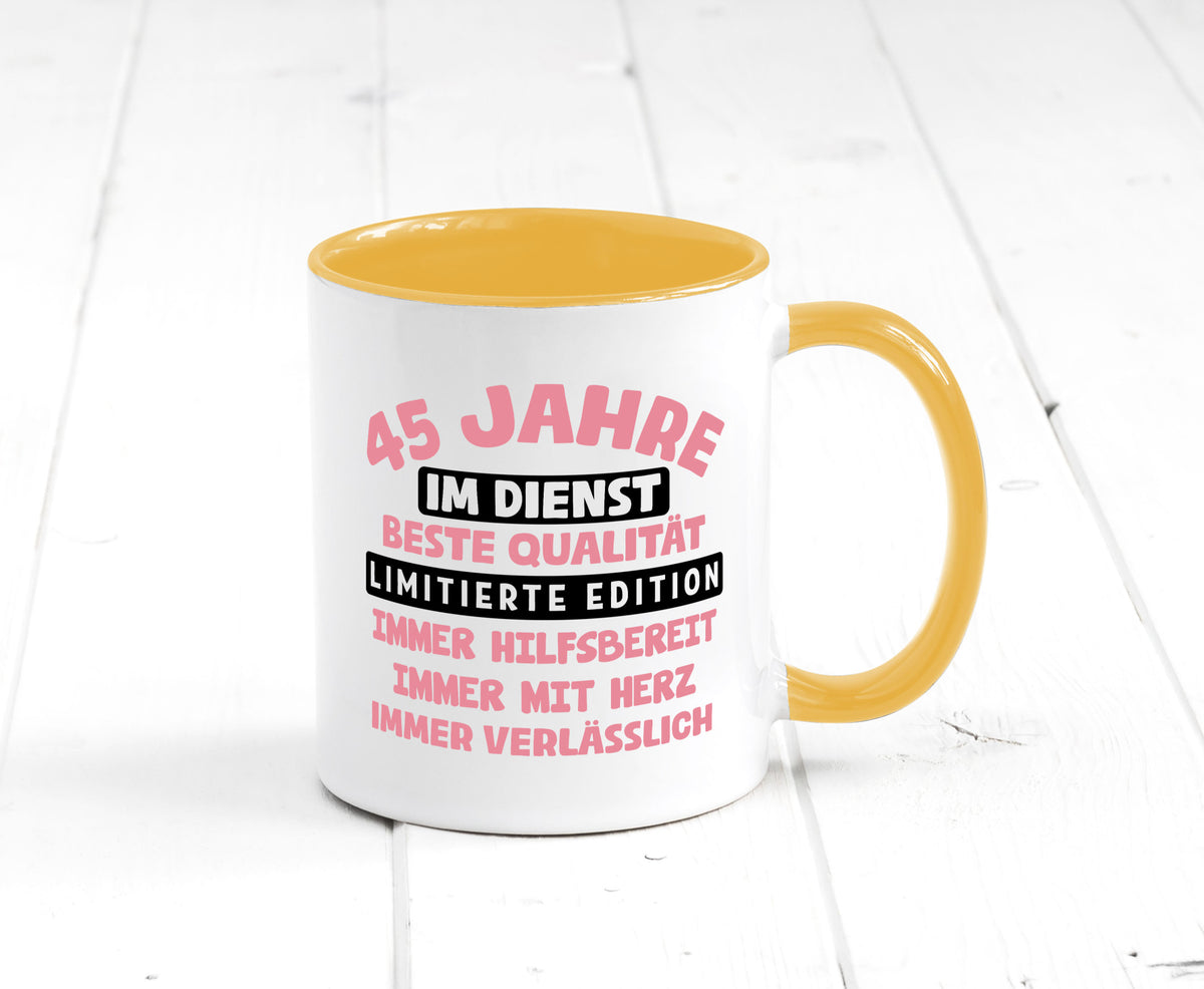 45 Jahre im Dienst | Jubiläum Arbeit v11 Geschenk Kollegen Büro lustiger Spruch Tasse