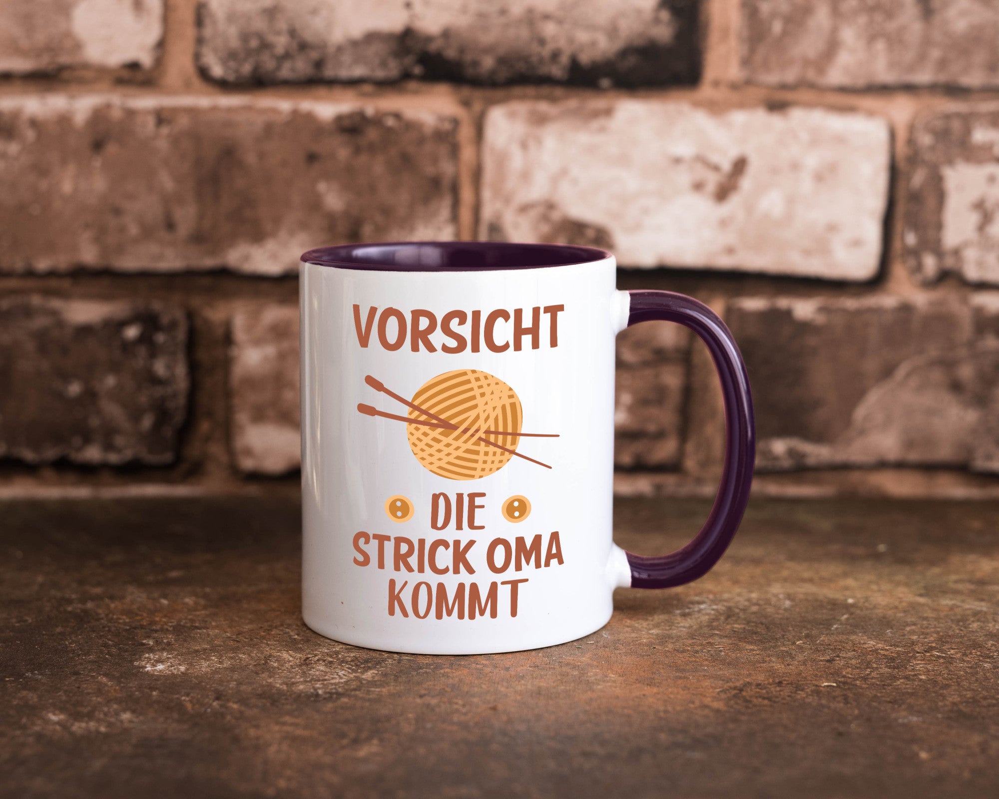 Vorsicht, Strickoma kommt | Wolle Stricknadeln Humor Familie Geschenkidee Tasse