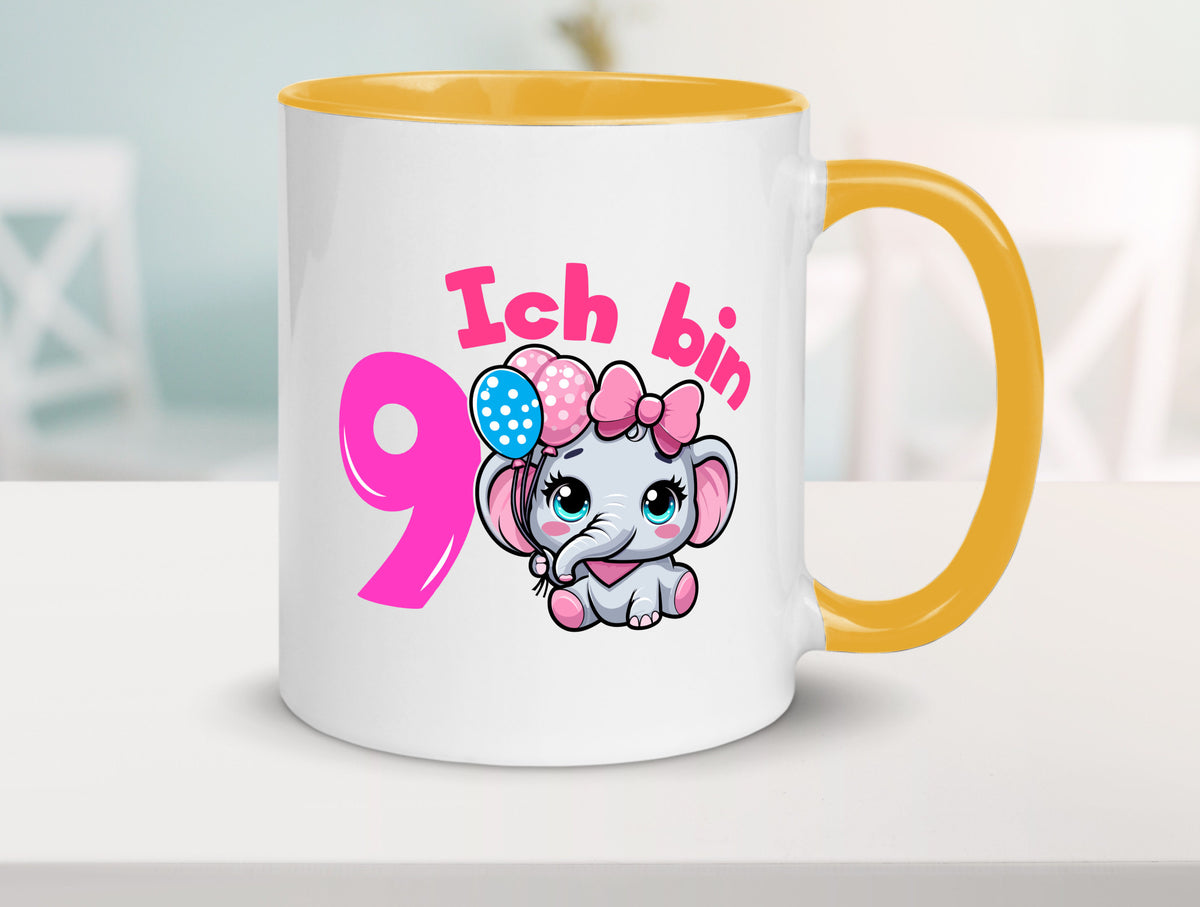 9. Geburtstag | 9 Jahre Elefant Mädchen Geschenk Geschenkidee lustiger Spruch Tasse