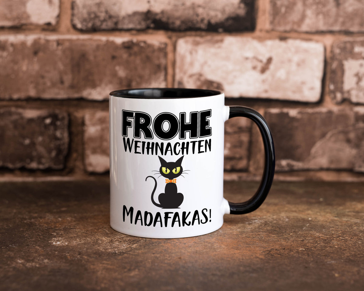 Frohe Weihnachten Madafakas! | Katze Tasse Vintage lustiger Spruch Geschenk