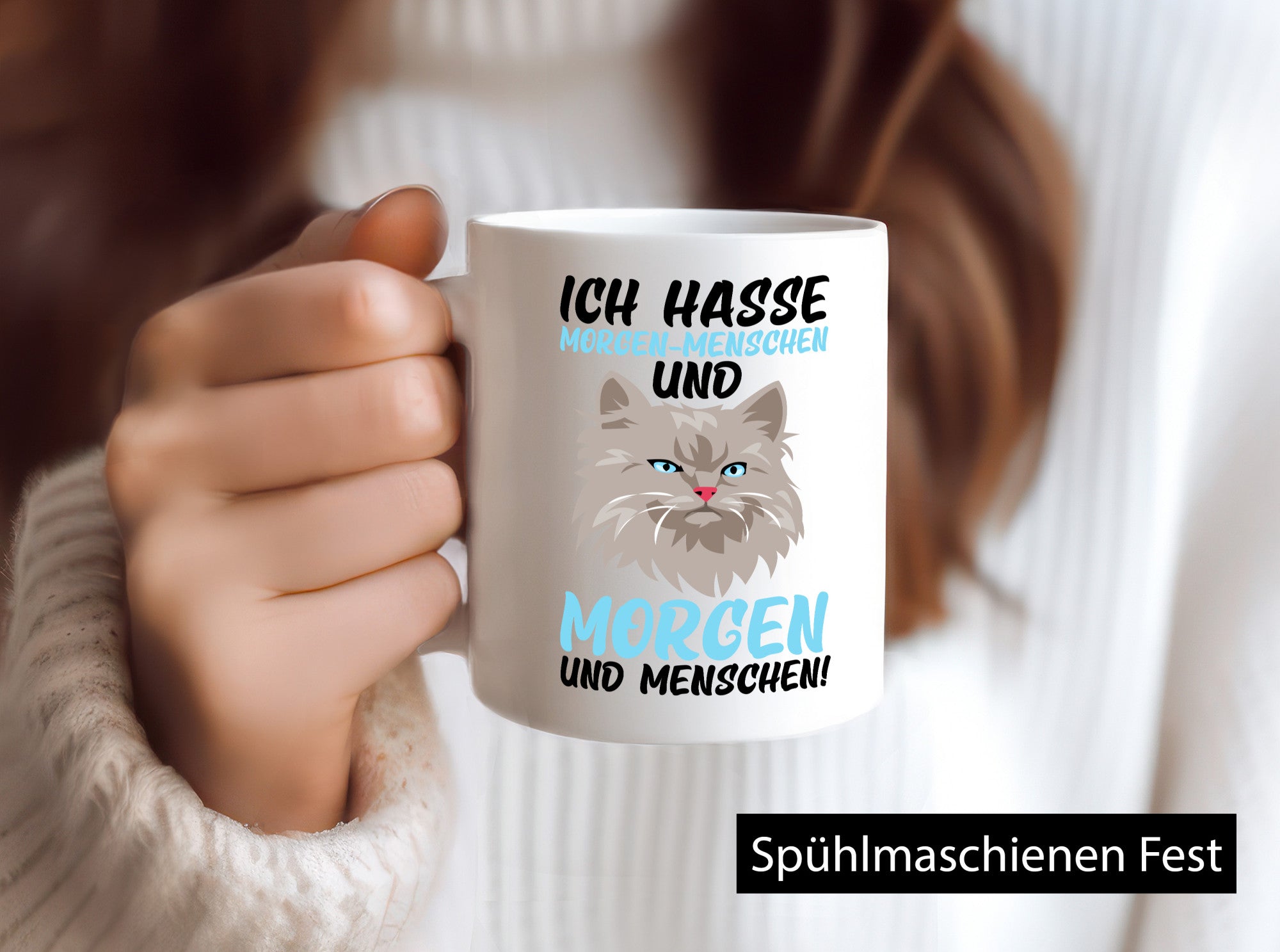 Ich hasse Morgenmenschen | Morgenmuffel mürrische Katze Geschenkidee