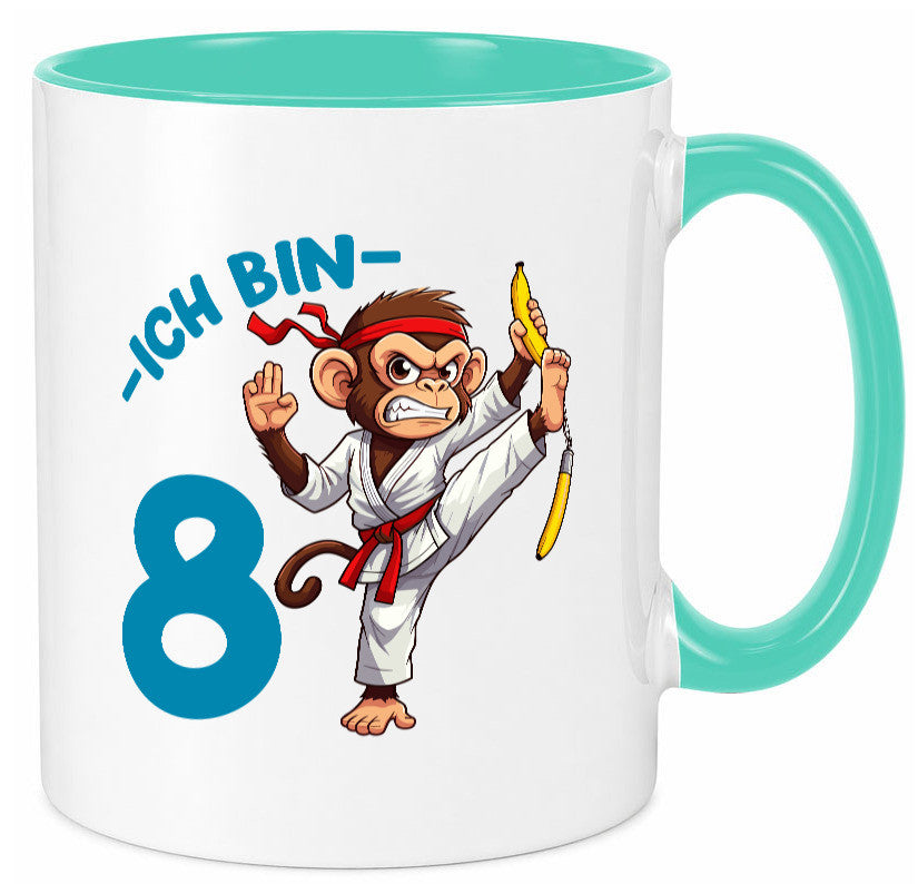 Ich bin 8 | 8. Geburtstag Karate Kampfsport Affe lustiger Spruch Geschenk Tasse