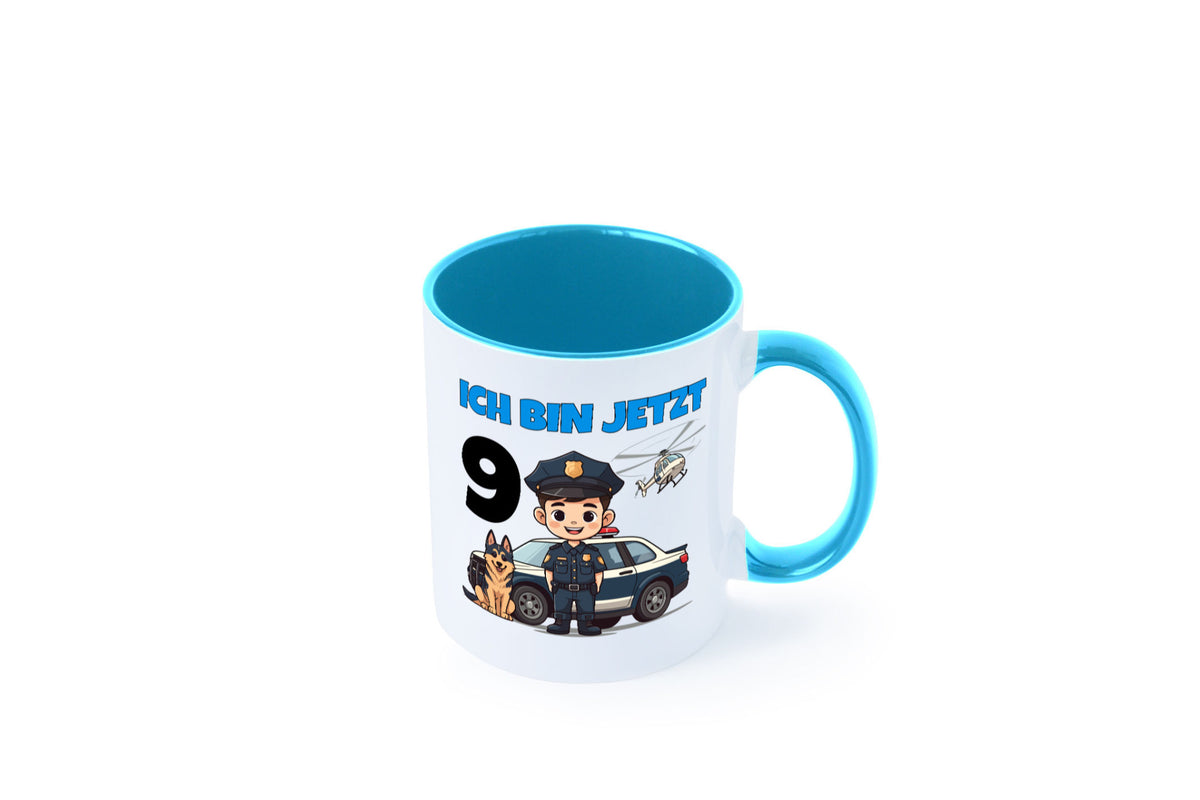 9. Geburtstag | 9 Jahre Polizei Kind Polizeiauto lustig Geschenkidee Geschenk Tasse