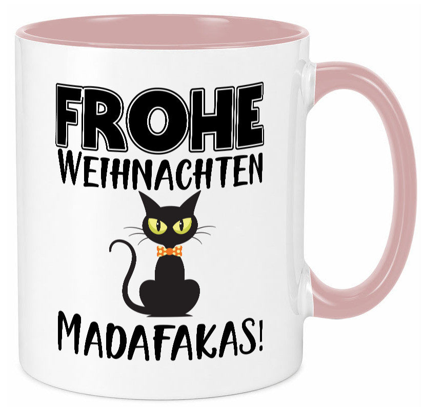 Frohe Weihnachten Madafakas! | Katze Tasse Vintage lustiger Spruch Geschenk
