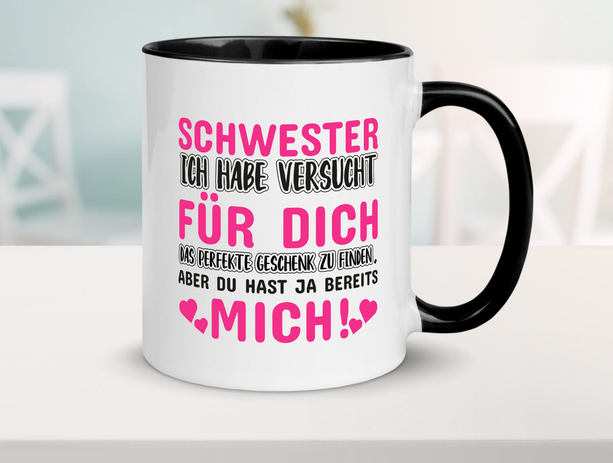 Schwester Tasse | lustiger Spruch Geschwisterliebe v2 Humor Geschenkidee