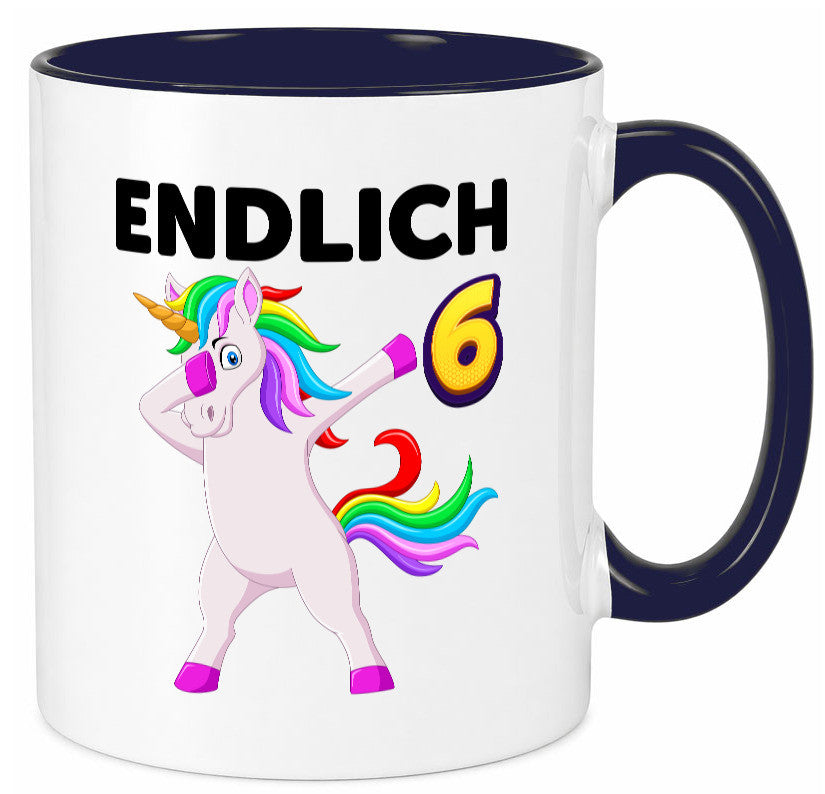 6. Geburtstag | endlich 6 Jahre Einhorn Mädchen Geschenkidee Humor Tasse