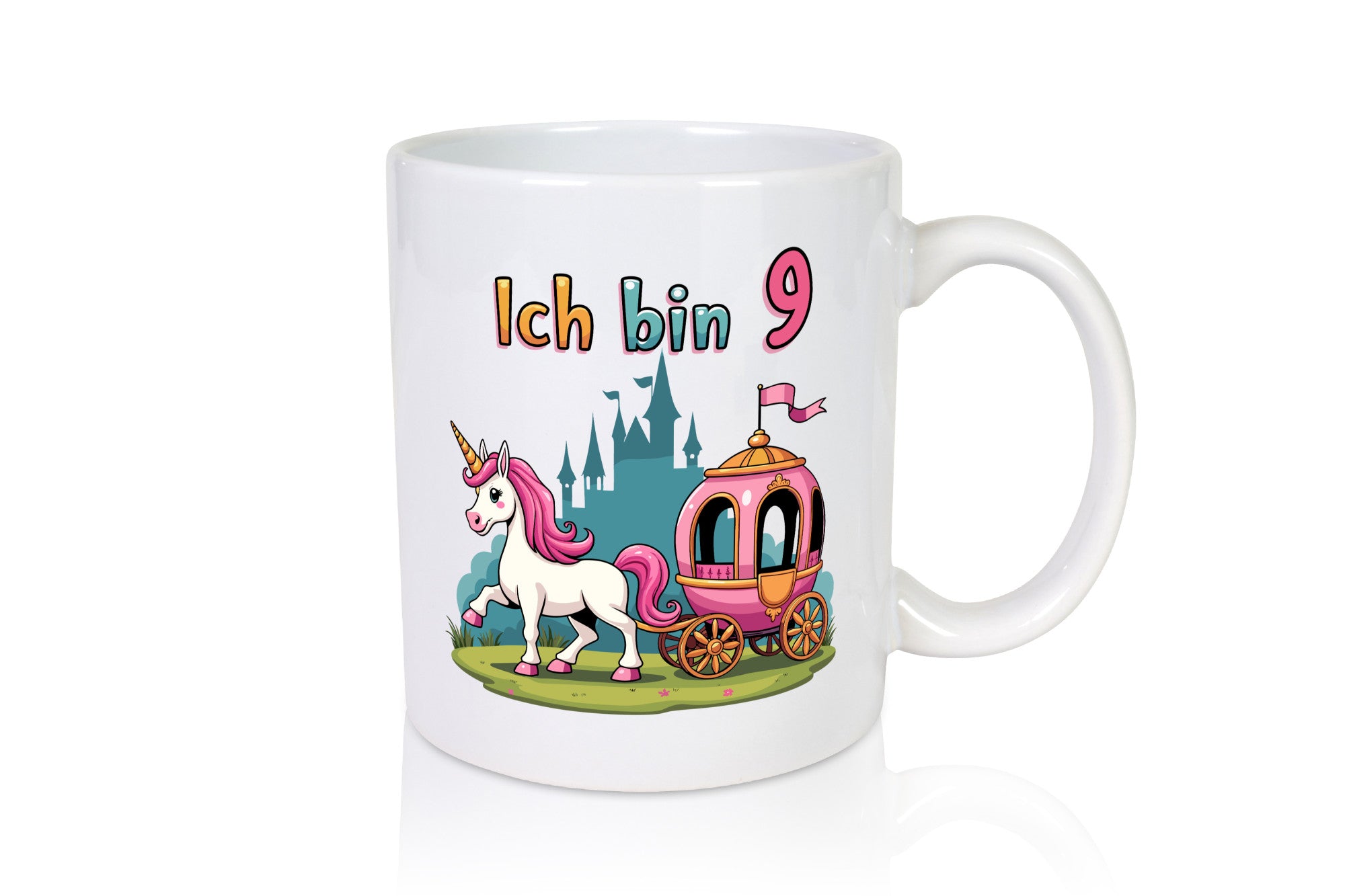 9. Geburtstag | Prinzessin in Kutsche Einhorn Geschenkidee Humor Tasse